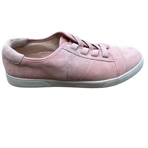 VIONIC Pink JEAN SUEDE Slip On Shoes 8 Elastic Laces Athletic Casual Walking